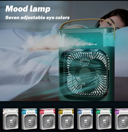 4-In-1 Multi-Functional Portable Air Humidifier Cooling USB Fan With 7-Color Night Light