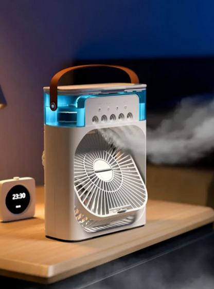 4-In-1 Multi-Functional Portable Air Humidifier Cooling USB Fan With 7-Color Night Light